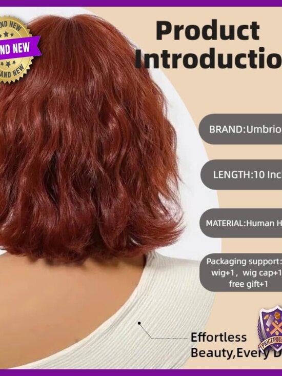 Human Hair Wig with Curly Textured Bangs Glueless Cap Daily Wear main image 5